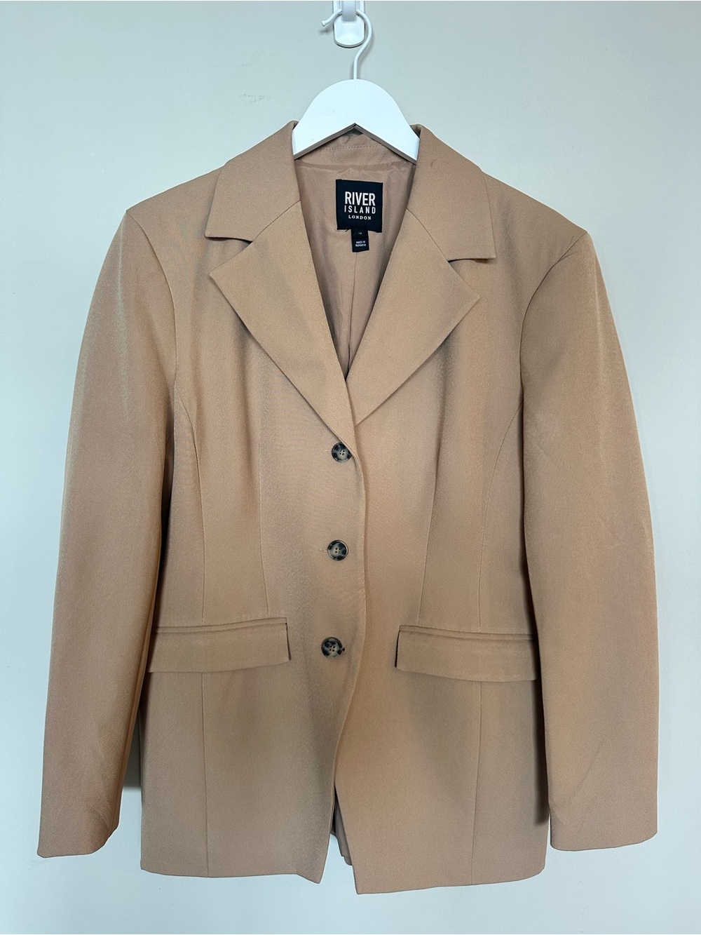 River Island Tan Single-Breasted Tailored Blazer